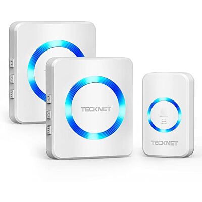 TECKNET Campainha sem fios 2 recetor IP65 impermeável 400 m campainha sem fios exterior, 5 níveis de volume (0-110 dB) e 60 melodias para casa, hotel, emergência, etc Timbre Inalámbrico Exterior, 5 Niveles de Volumen (0-110dB) y 60 Melodías para Hogar, TECKNET Campainha sem fios 2 recetor IP65 impermeável 400 m campainha sem fios exterior, 5 níveis de volume (0-110 dB) e 60 melodias para casa, hotel, emergência, etc Timbre Inalámbrico Exterior, 5 Niveles de Volumen (0-110dB) y 60 Melodías para Hogar,