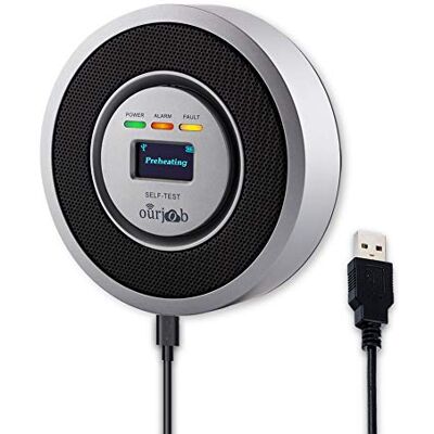 ourjob Alarme de gás, detetor de gás LPG/natural/cidade, alimentado por USB sensor de fugas de gás combustível butano/propano/metano, com aviso de som e ecrã digital (cinzento, bateria incluída) ourjob Alarme de gás, detetor de gás LPG/natural/cidade, alimentado por USB sensor de fugas de gás combustível butano/propano/metano, com aviso de som e ecrã digital (cinzento, bateria incluída)