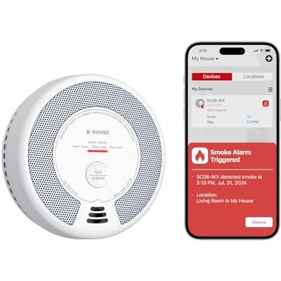 X-Sense Alarme Wi-Fi de fumo e monóxido de carbono com bateria substituível, detetor combinado inteligente compatível com a App Home Security, , 1 unidade X-Sense Alarme Wi-Fi de fumo e monóxido de carbono com bateria substituível, detetor combinado inteligente compatível com a App Home Security, , 1 unidade