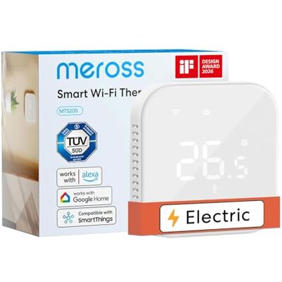 meross Termostato aquecimento Wi-Fi por chão radiante elétrico, termostato WiFi compatível com Alexa, Google Home e SmartThings, suporta controlo por voz, controlo remoto e funções de temporizador meross Termostato aquecimento Wi-Fi por chão radiante elétrico, termostato WiFi compatível com Alexa, Google Home e SmartThings, suporta controlo por voz, controlo remoto e funções de temporizador