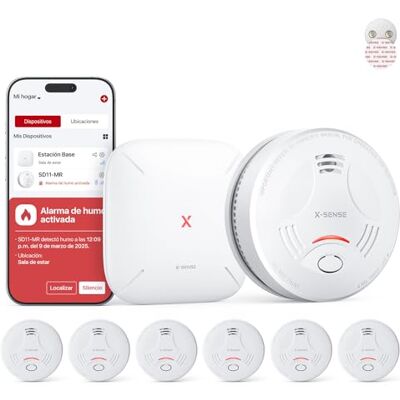 X-Sense Detetetores de fumo inteligentes com estação base SBS50, sistema de Notificações em tempo real via aplicação, alarme de incêndio com certificado EN 14604 e sensor com bateria substituível X-Sense Detetetores de fumo inteligentes com estação base SBS50, sistema de Notificações em tempo real via aplicação, alarme de incêndio com certificado EN 14604 e sensor com bateria substituível