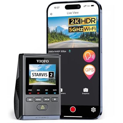 VIOFO A119 Mini 2 Dashcam para painel dianteiro, controlo por voz 2K HDR avant, capteur STARVIS 2 e app, GPS, Wi-Fi 5G, contrôle vocal, visão noturna, ecrã LCD 1.5 VIOFO A119 Mini 2 Dashcam para painel dianteiro, controlo por voz 2K HDR avant, capteur STARVIS 2 e app, GPS, Wi-Fi 5G, contrôle vocal, visão noturna, ecrã LCD 1.5