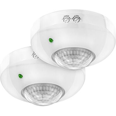 deleyCON 2 x detector de movimento infravermelhos sair à superfície montagem no teto interno controlo de luz área de trabalho de 360° alcance de 6 m sensor de luz integrado branco deleyCON 2 x detector de movimento infravermelhos sair à superfície montagem no teto interno controlo de luz área de trabalho de 360° alcance de 6 m sensor de luz integrado branco