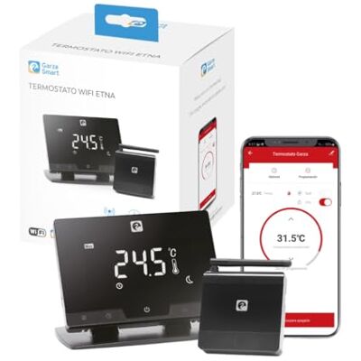 Garza Smart Termostato sem fios Wifi inteligente para caldeira e aquecimento, programável, ecrã tátil, Wi-Fi 2,4 GHz, controlo remoto por app e por voz Alexa/Google, cor preta Garza Smart Termostato sem fios Wifi inteligente para caldeira e aquecimento, programável, ecrã tátil, Wi-Fi 2,4 GHz, controlo remoto por app e por voz Alexa/Google, cor preta