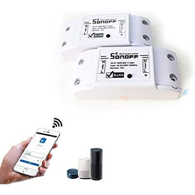 SONOFF Interruptor inteligente Wi-Fi ACEMAX , controlo remoto sem fios, compatível com iOS e Android, compatível com Alexa, Google Home Assistant, NEST, IFTTT (pacote de 2) SONOFF Interruptor inteligente Wi-Fi ACEMAX , controlo remoto sem fios, compatível com iOS e Android, compatível com Alexa, Google Home Assistant, NEST, IFTTT (pacote de 2)