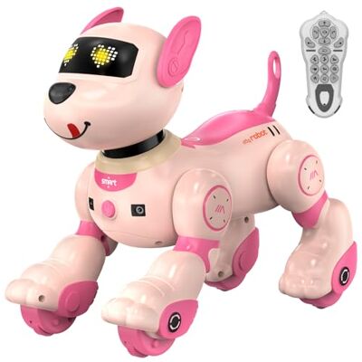 anysun Cão Robot, Brinquedo de Cão Robot Recarrregável, Brinquedo Programável com Função de Acompanhamento, Comandos de Voz, Controlo Remoto e Sensor Tátil, Presente Ideal de Natal para Crianças (Rosa Programable, Función de Seguimiento, Comandos de Voz anysun Cão Robot, Brinquedo de Cão Robot Recarrregável, Brinquedo Programável com Função de Acompanhamento, Comandos de Voz, Controlo Remoto e Sensor Tátil, Presente Ideal de Natal para Crianças (Rosa Programable, Función de Seguimiento, Comandos de Voz