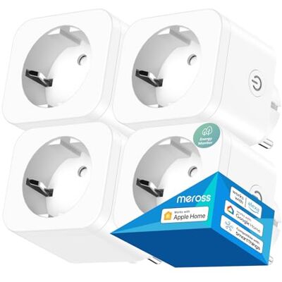 meross Tomada inteligente para Apple HomeKit, medição de consumo, 16 A, controlo remoto e temporizador, Wi-Fi, Alexa, Google Home e SmartThings, 4 peças meross Tomada inteligente para Apple HomeKit, medição de consumo, 16 A, controlo remoto e temporizador, Wi-Fi, Alexa, Google Home e SmartThings, 4 peças
