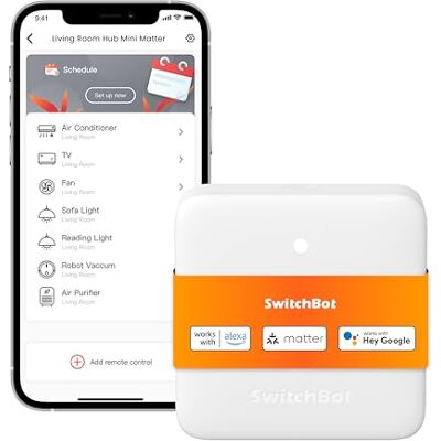 SwitchBot Hub Mini Matter, Hub Doméstico Casa e IR Blaster Inteligente, Compatíveis Matter, Controlo Ar Condicionado/TV/Luzes via App, Funciona com Alexa, Google Home, Apple Home, Home Assistant SwitchBot Hub Mini Matter, Hub Doméstico Casa e IR Blaster Inteligente, Compatíveis Matter, Controlo Ar Condicionado/TV/Luzes via App, Funciona com Alexa, Google Home, Apple Home, Home Assistant