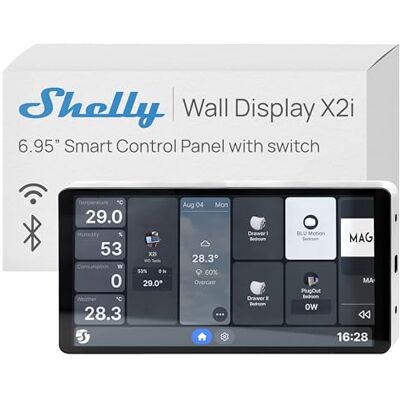 Shelly Wall Display X2i prateado, painel de controlo para casa inteligente, ecrã tátil de 6,9", Wi-Fi e Bluetooth, controlo sem fios dispositivos inteligentes, relé 5A, compatível com Home Assistant Shelly Wall Display X2i prateado, painel de controlo para casa inteligente, ecrã tátil de 6,9", Wi-Fi e Bluetooth, controlo sem fios dispositivos inteligentes, relé 5A, compatível com Home Assistant