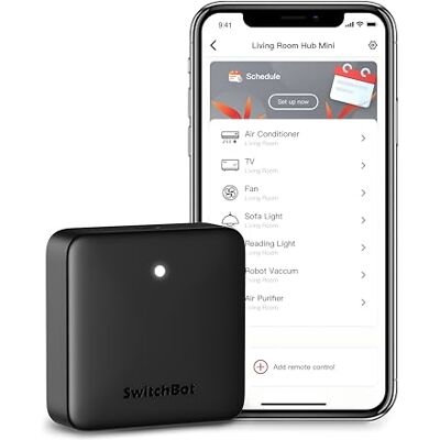 SwitchBot Hub Mini Control Inteligente Ligação a Wi-Fi Compatível com Alexa, Google Home, Siri, IFTTT Controla: luz, televisão, Ar Condicionado, aspiradoras Robot, etc (Preto) SwitchBot Hub Mini Control Inteligente Ligação a Wi-Fi Compatível com Alexa, Google Home, Siri, IFTTT Controla: luz, televisão, Ar Condicionado, aspiradoras Robot, etc (Preto)