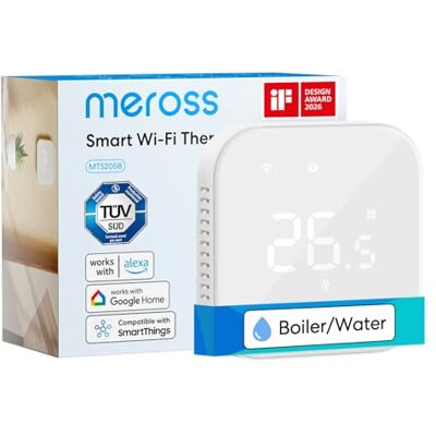 meross Termostato aquecimento Wi-Fi para caldeiras, termostato Wi-Fi para aquecimento por piso radiante água, termostato inteligente de parede compatível com Alexa, Google Home e SmartThings meross Termostato aquecimento Wi-Fi para caldeiras, termostato Wi-Fi para aquecimento por piso radiante água, termostato inteligente de parede compatível com Alexa, Google Home e SmartThings
