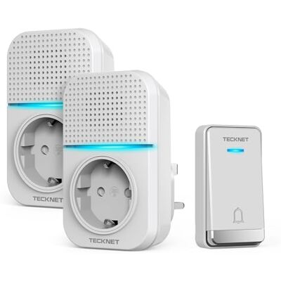 TECKNET Campainha sem fios Exterior Impermeável com Tomada, Alcance de 400m Campainha Autoalimentada, IP65 Campainha para Porta sem Pilhas com Indicadores LED, 60 Melodías, 5 Niveis de Volume TECKNET Campainha sem fios Exterior Impermeável com Tomada, Alcance de 400m Campainha Autoalimentada, IP65 Campainha para Porta sem Pilhas com Indicadores LED, 60 Melodías, 5 Niveis de Volume