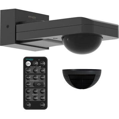 Oktaplex motion Oktaplex Tea detetor de movimento exterior antracite de 360 graus incl. comando à distância sensor infravermelhos 9 m alcance 230 V IP65 para teto e parede Oktaplex motion Oktaplex Tea detetor de movimento exterior antracite de 360 graus incl. comando à distância sensor infravermelhos 9 m alcance 230 V IP65 para teto e parede