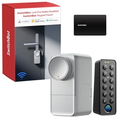 SwitchBot Fechadura inteligente WiFi Pro com teclado tátil, Matter Over WiFi, fechadura eletrónica com bateria recarregável, desbloqueio via aplicativo, impressão digital, Alexa, Google, compatível SwitchBot Fechadura inteligente WiFi Pro com teclado tátil, Matter Over WiFi, fechadura eletrónica com bateria recarregável, desbloqueio via aplicativo, impressão digital, Alexa, Google, compatível