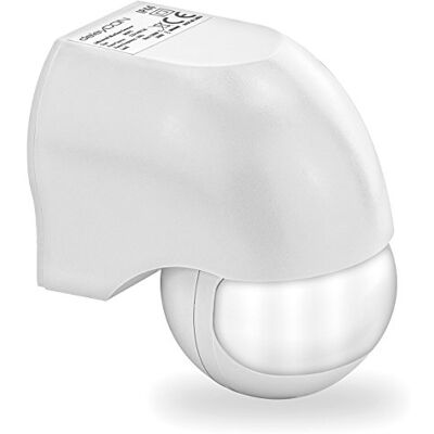 deleyCON 1 x detector de movimento infravermelhos montagem na parede interior exterior à prova de salpicos rotativo inclinação 180° área de trabalho alcance de 12 m branco deleyCON 1 x detector de movimento infravermelhos montagem na parede interior exterior à prova de salpicos rotativo inclinação 180° área de trabalho alcance de 12 m branco