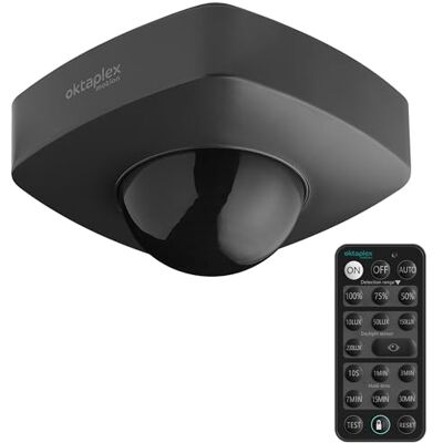 Oktaplex motion Oktaplex Tim Detector de movimento para exteriores (360 graus, inclui controlo remoto, sensor de movimento infravermelho, IP65, 230 V) Oktaplex motion Oktaplex Tim Detector de movimento para exteriores (360 graus, inclui controlo remoto, sensor de movimento infravermelho, IP65, 230 V)
