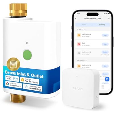 meross Programador de Rega WiFi Rega Automática e Pausa de Chuva por APP Contador de Água e Controlo Remoto Exterior Ligação Dupla de Latão Compatível com Apple Home, Alexa e Google meross Programador de Rega WiFi Rega Automática e Pausa de Chuva por APP Contador de Água e Controlo Remoto Exterior Ligação Dupla de Latão Compatível com Apple Home, Alexa e Google