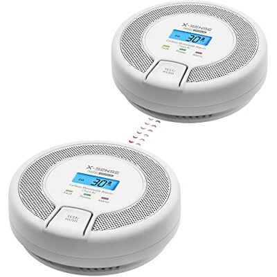 X-Sense Detector CO interconectado sem fio, alarme CO com bateria substituível, compatível com a norma EN 50291, Link+, , 2 peças X-Sense Detector CO interconectado sem fio, alarme CO com bateria substituível, compatível com a norma EN 50291, Link+, , 2 peças