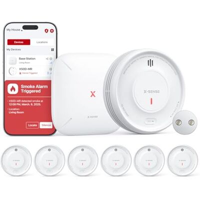 X-Sense Detetor de Fumo Inteligente com Estação Base SBS50 para o Lar, Montagem Magnética, Alarme Interligado Sem Fios, Bateria Substituível, 10 Anos de Duração, Função via APP, X-Sense Detetor de Fumo Inteligente com Estação Base SBS50 para o Lar, Montagem Magnética, Alarme Interligado Sem Fios, Bateria Substituível, 10 Anos de Duração, Função via APP,