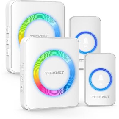 TECKNET Campainha sem fios exterior impermeável IP65 à prova de água, campainha sem fios 60 melodias ajustáveis 400m alcance, 5 níveis de volume (0-120dB), adequado para casa, hotel Branco Timbre inalámbrico 60 Melodías Ajustables 400m Alcance, 5 Nivele TECKNET Campainha sem fios exterior impermeável IP65 à prova de água, campainha sem fios 60 melodias ajustáveis 400m alcance, 5 níveis de volume (0-120dB), adequado para casa, hotel Branco Timbre inalámbrico 60 Melodías Ajustables 400m Alcance, 5 Nivele