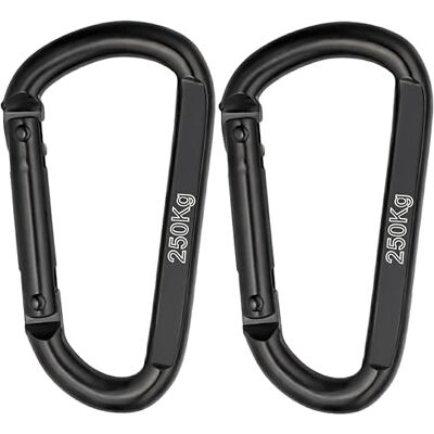 Nexafix Mosquetão preto INOX M8 8 cm (pacote de 2) – qualidade profissional, mosquetão forte 250 kg para chaves, trela para cão, campismo, rede e ginásio Nexafix Mosquetão preto INOX M8 8 cm (pacote de 2) – qualidade profissional, mosquetão forte 250 kg para chaves, trela para cão, campismo, rede e ginásio