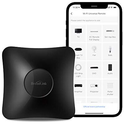 BroadLink RM4 Pro IR e RF Controlo remoto universal, Code Learning controlo remoto Wi-Fi para casa inteligente e dispositivos para TV, AC, motor de cortina compatível com Alexa BroadLink RM4 Pro IR e RF Controlo remoto universal, Code Learning controlo remoto Wi-Fi para casa inteligente e dispositivos para TV, AC, motor de cortina compatível com Alexa
