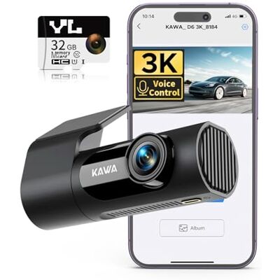 KAWA Câmara para carro 3K com rotação de 360°, controlo por voz e WiFi 24/7 Park, G-Sensor, visão noturna, gravação em loop, aplicativo, 32 GB TF, camião/SUV/Vaneta KAWA Câmara para carro 3K com rotação de 360°, controlo por voz e WiFi 24/7 Park, G-Sensor, visão noturna, gravação em loop, aplicativo, 32 GB TF, camião/SUV/Vaneta