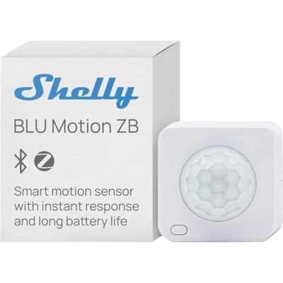 Shelly BLU Motion ZB Detector de movimento infravermelho PIR, sensor de luz integrado, zigubee e Bluetooth, sensibilidade ajustável, automonomia de 5 anos, faixa de deteção de 360 ° 9 m, gateway Shelly BLU Motion ZB Detector de movimento infravermelho PIR, sensor de luz integrado, zigubee e Bluetooth, sensibilidade ajustável, automonomia de 5 anos, faixa de deteção de 360 ° 9 m, gateway
