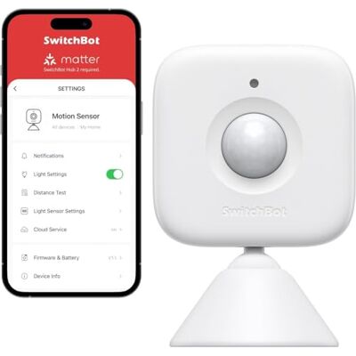 SwitchBot Sensor de movimento inteligente, sistema de segurança sem fios para casa, alerta de detector de movimento com sensor infravermelho passivo, adiciona Hub compatível com Alexa SwitchBot Sensor de movimento inteligente, sistema de segurança sem fios para casa, alerta de detector de movimento com sensor infravermelho passivo, adiciona Hub compatível com Alexa