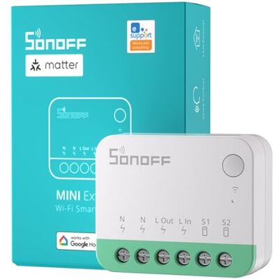 SONOFF Matter Interruptor Wi-Fi Inteligente, Relé Wi-Fi DIY, Funciona com Apple Home, Alexa, Google Home, Requer Neutro SONOFF Matter Interruptor Wi-Fi Inteligente, Relé Wi-Fi DIY, Funciona com Apple Home, Alexa, Google Home, Requer Neutro