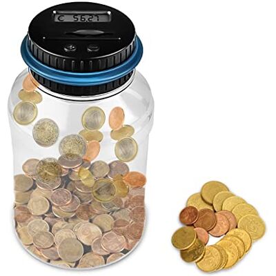 Newaner Cofrinho Eletrónico Adulto com Ecrã LCD, Contador Automático de Moedas Euro, Mealheiros Digital, Transparente Grande Capacidade Caixa de Dinheiro, Presente Frasco Poupança para Crianças (1,8L) Newaner Cofrinho Eletrónico Adulto com Ecrã LCD, Contador Automático de Moedas Euro, Mealheiros Digital, Transparente Grande Capacidade Caixa de Dinheiro, Presente Frasco Poupança para Crianças (1,8L)