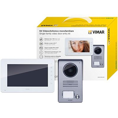 Vimar Kit de videoporteiro de superfície com teclado capacitivo LCD de 17,78 cm, placa de entrada de áudio/vídeo, alimentador com pinos intercambiáveis, cinza, Conjunto de 2 peças Vimar Kit de videoporteiro de superfície com teclado capacitivo LCD de 17,78 cm, placa de entrada de áudio/vídeo, alimentador com pinos intercambiáveis, cinza, Conjunto de 2 peças
