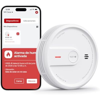X-Sense Detector de fumo inteligente para casa, vida útil de 10 anos com bateria substituível, função Wi-Fi e aplicativo, modo noturno, , 1 unidade X-Sense Detector de fumo inteligente para casa, vida útil de 10 anos com bateria substituível, função Wi-Fi e aplicativo, modo noturno, , 1 unidade