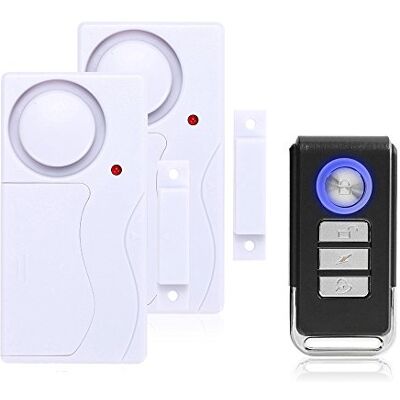 Mengshen Alarme de porta e janela, sem fios, controlo remoto, fácil de instalar, 105 dB muito forte (inclui 2 alarmes e 1 controlo remoto) Mengshen Alarme de porta e janela, sem fios, controlo remoto, fácil de instalar, 105 dB muito forte (inclui 2 alarmes e 1 controlo remoto)