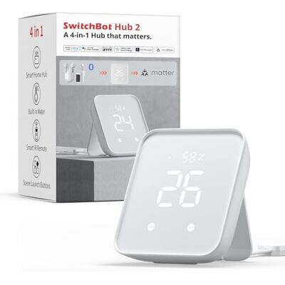 SwitchBot Hub 2, termômetro e higrômetro WiFi, controle remoto IR, controle remoto inteligente e sensor de luz, conecta ao Wi-Fi (2,4 GHz), compatível com Alexa e Google Assistant SwitchBot Hub 2, termômetro e higrômetro WiFi, controle remoto IR, controle remoto inteligente e sensor de luz, conecta ao Wi-Fi (2,4 GHz), compatível com Alexa e Google Assistant