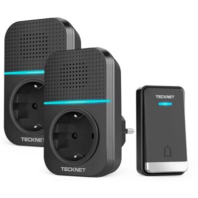 TECKNET Campainha sem fios exterior impermeável com tomada, alcance de 400 m campainha autoalimentada para casa, IP65 campainha para porta sem pilhas com indicadores LED, 60 melodias, 5 níveis de 400M, Autoalimentado sin Pilas, IP65, Indicadores LED, 60 TECKNET Campainha sem fios exterior impermeável com tomada, alcance de 400 m campainha autoalimentada para casa, IP65 campainha para porta sem pilhas com indicadores LED, 60 melodias, 5 níveis de 400M, Autoalimentado sin Pilas, IP65, Indicadores LED, 60