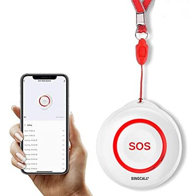 SINGCALL Tuya WiFi Smart SOS Botão de alarme de emergência para pessoas com deficiência System botão de transmissor de alarme para pacientes (apenas rede de 2,4 GHz), usar com o seu WiFi SINGCALL Tuya WiFi Smart SOS Botão de alarme de emergência para pessoas com deficiência System botão de transmissor de alarme para pacientes (apenas rede de 2,4 GHz), usar com o seu WiFi