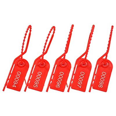Lzbignun 100 selos de plástico para extintor de incêndio, abraçadeiras numeradas, etiquetas de segurança para kit de primeiros socorros, bolsa (vermelho) Lzbignun 100 selos de plástico para extintor de incêndio, abraçadeiras numeradas, etiquetas de segurança para kit de primeiros socorros, bolsa (vermelho)