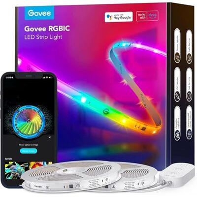 Govee Tira LED 20 m, RGBIC Pro LED WiFi, tiras inteligentes de controlo de Luzes funcionam com Alexa e Google Assistant, DIY, Sync de música para quarto, TV e Natal Govee Tira LED 20 m, RGBIC Pro LED WiFi, tiras inteligentes de controlo de Luzes funcionam com Alexa e Google Assistant, DIY, Sync de música para quarto, TV e Natal
