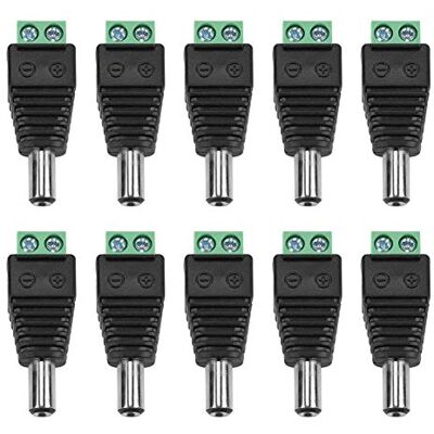 FTVOGUE 10 unidades DC Power macho tomada Jack terminal adaptador conector para CCTV câmera DVR sistema de segurança Led Strip 5,5 * 2,1 mm FTVOGUE 10 unidades DC Power macho tomada Jack terminal adaptador conector para CCTV câmera DVR sistema de segurança Led Strip 5,5 * 2,1 mm
