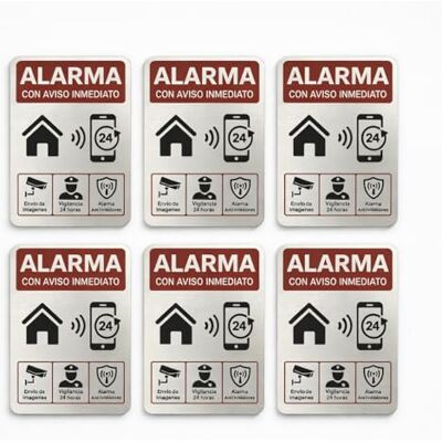 Brush & Style Pack 6 placas dissuasivas alarme segurança porta janela caixa de correio Alumínio resistente à água, antirroubo para casa e escritório, aviso de movimento, anti-inibidores, garagem adequada e Brush & Style Pack 6 placas dissuasivas alarme segurança porta janela caixa de correio Alumínio resistente à água, antirroubo para casa e escritório, aviso de movimento, anti-inibidores, garagem adequada e