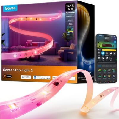 Govee Tira LED 2, 5 m RGBWWIC LED WiFi com LuminBlend+, faixa inteligente Funciona com Matter, Alexa e assistente do Google, faixa LED protegida, 100 modos de cena, Sync de música, controlo por App Govee Tira LED 2, 5 m RGBWWIC LED WiFi com LuminBlend+, faixa inteligente Funciona com Matter, Alexa e assistente do Google, faixa LED protegida, 100 modos de cena, Sync de música, controlo por App