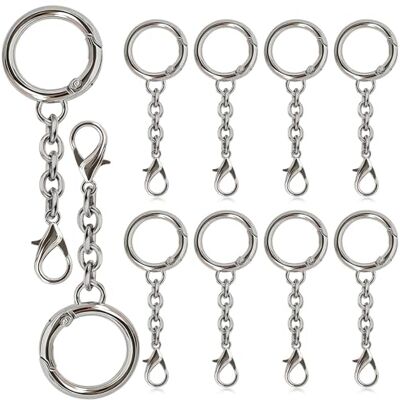 GTDOOCE Anéis porta-chaves, porta-chaves mosquetão, 10 peças argolas para porta-chaves, kit para fazer porta-chaves para artesanato acessórios de bricolage GTDOOCE Anéis porta-chaves, porta-chaves mosquetão, 10 peças argolas para porta-chaves, kit para fazer porta-chaves para artesanato acessórios de bricolage