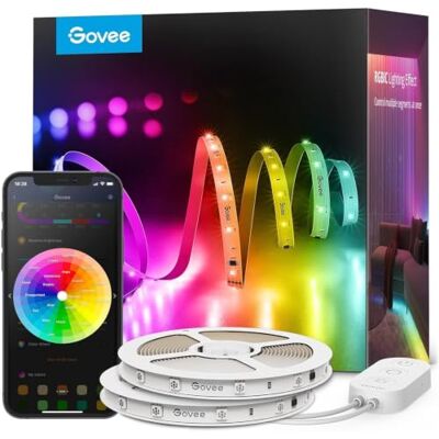 Govee RGBIC Tiras de LED Inteligente 30m, Compatible con Alexa, 2 Rollos Control por Google Assistant y App, Inteligente Control Segmentado, DIY, Sincronización de Música, para Dormitorio y Salón Govee RGBIC Tiras de LED Inteligente 30m, Compatible con Alexa, 2 Rollos Control por Google Assistant y App, Inteligente Control Segmentado, DIY, Sincronización de Música, para Dormitorio y Salón