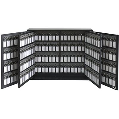 Acrimet Armário para chaves com fecho, 256 ganchos (inclui 256 chaveiros cinzento fumado com etiquetas) (montagem na parede) (cor preta) Acrimet Armário para chaves com fecho, 256 ganchos (inclui 256 chaveiros cinzento fumado com etiquetas) (montagem na parede) (cor preta)