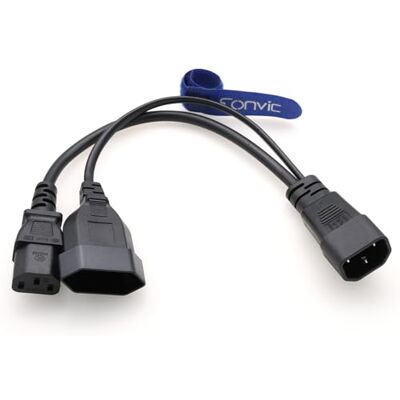 EONVIC IEC320 C14 a C13 fêmea padrão europeu fêmea cabo adaptador divisor de cabo de conversão 30 cm EONVIC IEC320 C14 a C13 fêmea padrão europeu fêmea cabo adaptador divisor de cabo de conversão 30 cm