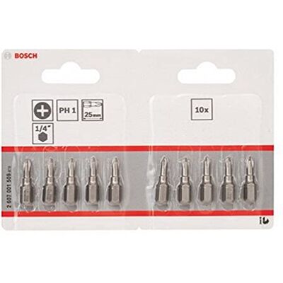 Bosch 2 607 001 509 Ponta de aparafusar extra dura PH 1, 25 mm (embalagem de 10) Bosch 2 607 001 509 Ponta de aparafusar extra dura PH 1, 25 mm (embalagem de 10)
