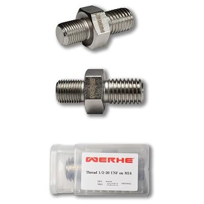 WERHE ® Adaptador para misturadores e porta-brocas – 1/2-20 UNF de rosca externa M14, construção em aço de alta qualidade para durabilidade e versatilidade WERHE ® Adaptador para misturadores e porta-brocas – 1/2-20 UNF de rosca externa M14, construção em aço de alta qualidade para durabilidade e versatilidade