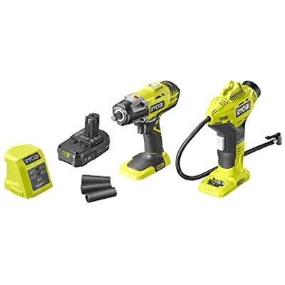 Ryobi Chave de impacto 18 V insuflador bateria 1,5 Ah carregador Ryobi Chave de impacto 18 V insuflador bateria 1,5 Ah carregador