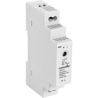 POPPSTAR Fonte de alimentação para calha DIN P-15-5- 5 V, CC 2A 10 W (entrada 100-240 VCA 50/60 Hz) 18 * 90 * 58 mm POPPSTAR Fonte de alimentação para calha DIN P-15-5- 5 V, CC 2A 10 W (entrada 100-240 VCA 50/60 Hz) 18 * 90 * 58 mm